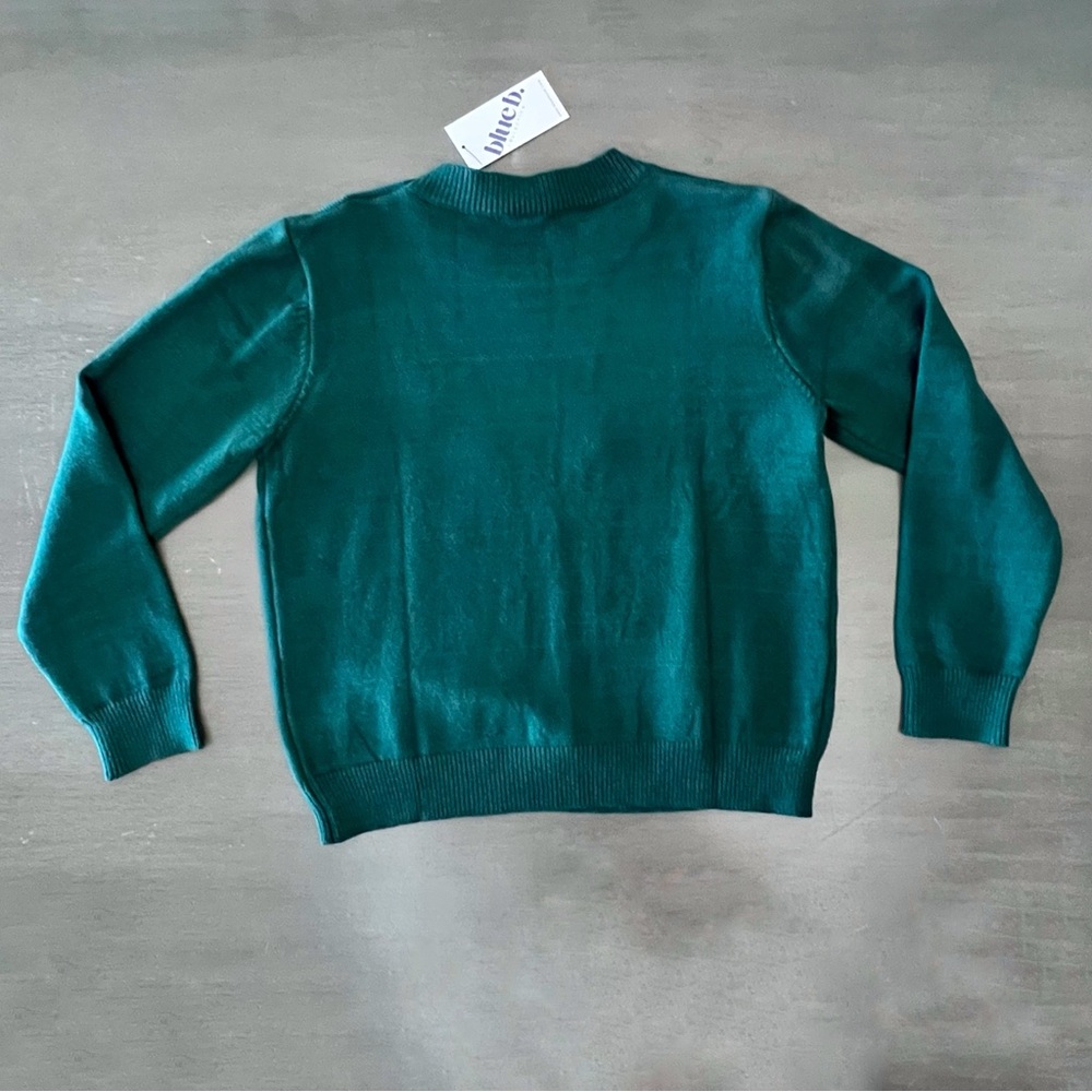 NEW Blue b Forest Green Embroidered Rodeo Horse Bucking Western Comfy Sweater S - Picture 6 of 6